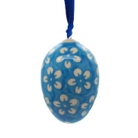 Keramik Ei mit Band hellblau 7cm
