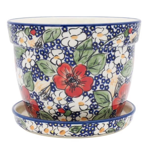 Blumentopf H: 14 cm, D: 18 cm mit Untersetzer